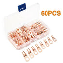 60 Piece Assortment Car Battery Bare Copper Ring Lug Terminal Wire Gauge SC6-25