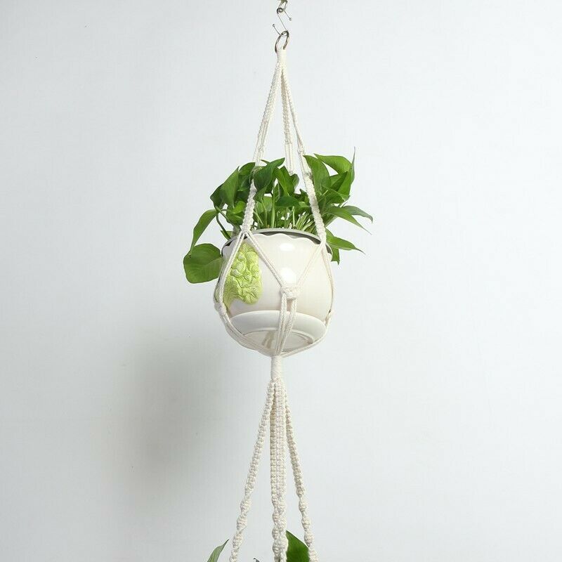 Macrame Double Plant Hanger Indoor Outdoor 2 Tier Hanging Planter Cotton