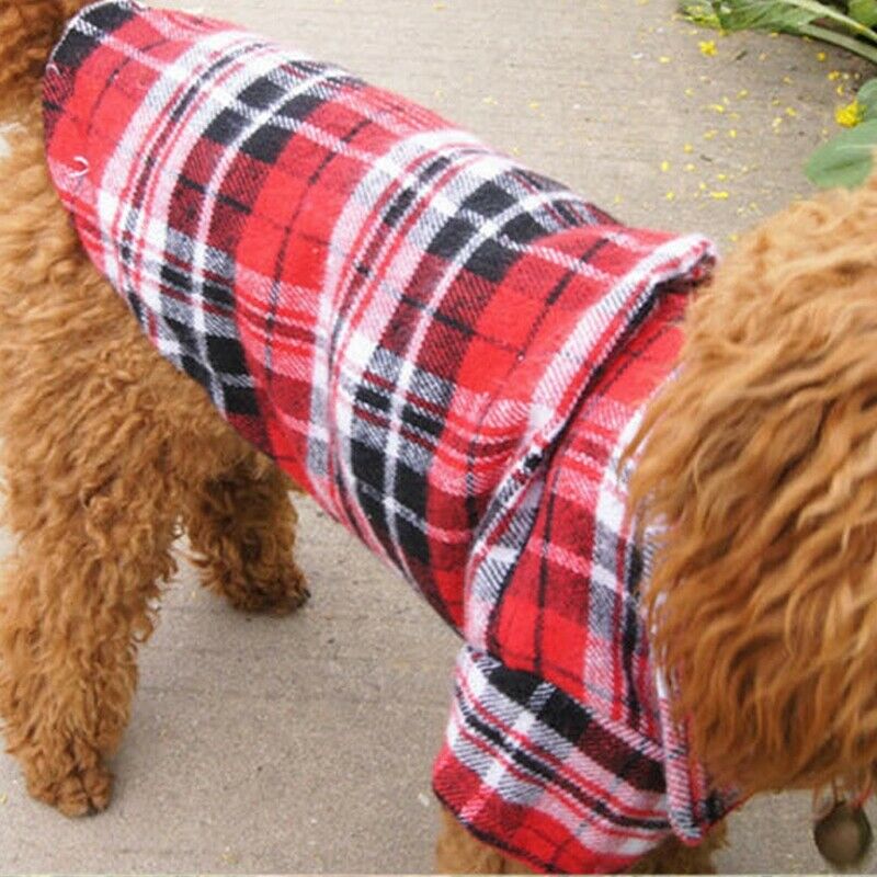 Smart Pet Costumes Dog Puppy Plaid T-Shirt Blouse Coats Jacket Clothing SweaS8V2