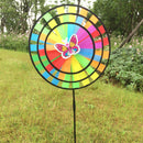 36cm Colorful Rainbow Triple Wheel Wind Spinner Windmill Garden Yard Decor BX
