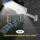 50LED Solar PIR Motion Sensor Street Path Light with Remote Control (White)