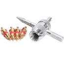 Car Bike Tire Accessory + 4 Valve Stem Core 4 Way Tyre Valve Repair Remover T 3c