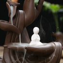 1X(Ceramic Backflow Incense Burner Tathagata Buddha Incense Cones Stick Hol