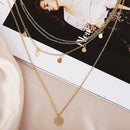 Simple Multi-layer Necklace Women Wafer Pendant Clavicle Chain Jewelry Gift