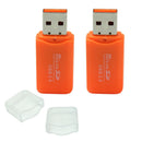 2Pcs Mini Orange USB 2.0 Memory Card Reader Capacity 64G For PC Laptop New LAM