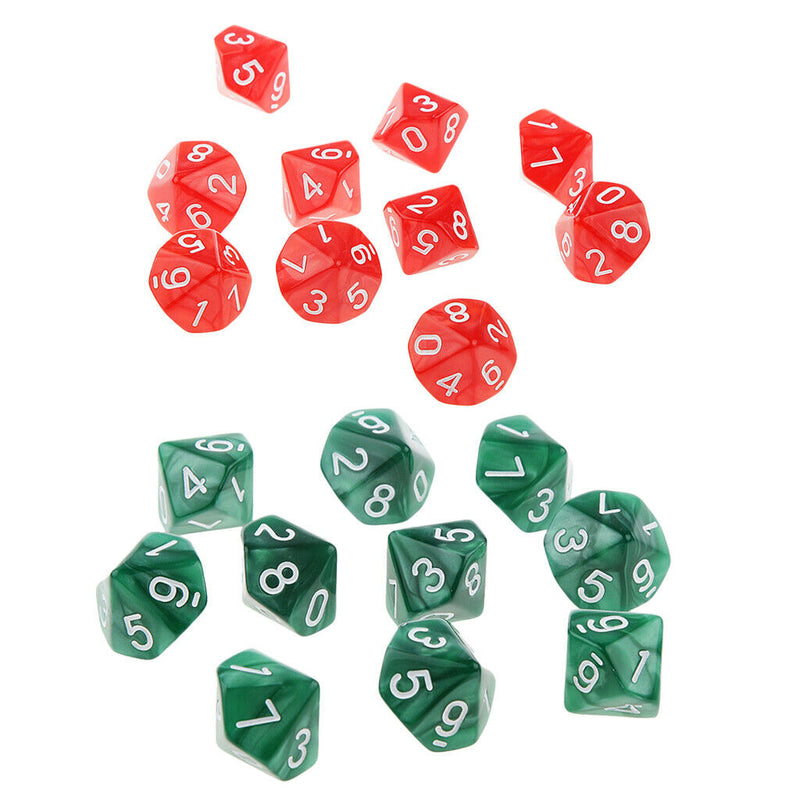 20pcs 10 Sided Dice D10 Polyhedral Dice Acrylic for Dungeons and Dragons DND MTG