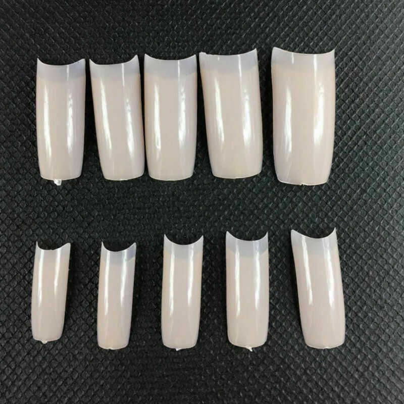 100X Nude pink Half Nail Tips South French Salon Acrylic Nail Art False Nai S2V7