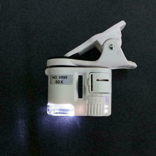 60X Mobile Phone Microscope Macro Lens Zoom Micro Camera Lig Clip C4H7 LED G7D0