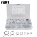 75pcs Car Vehicle Double Wire Fuel Line Hose Pipes Clamps Spring Clip Assortment