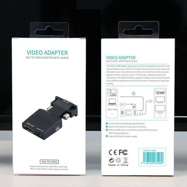 HDMI Female to VGA Male Converter with Audio Adapter SUpport 1080P Signal O Z5Y3