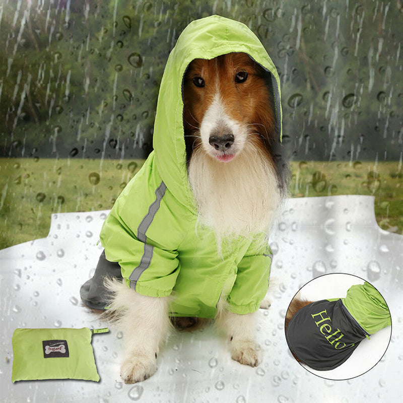 Big Pet Dog Outdoor Water Resistant Hoodie Slicker Raincoat Clothes XXXL