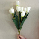 9 Heads Artificial Real Touch Tulips Flower Bouquet Home Room or Birthday G V2Z8