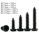 60Pcs M1/M1.2 *3-5mm Phillips Pan Head Self Tapping Screws Micro Set Zinc Black