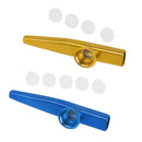 Pack of 2 Metal Kazoo Mouth Flute Golden Blue Kids Musical Instrument Gift