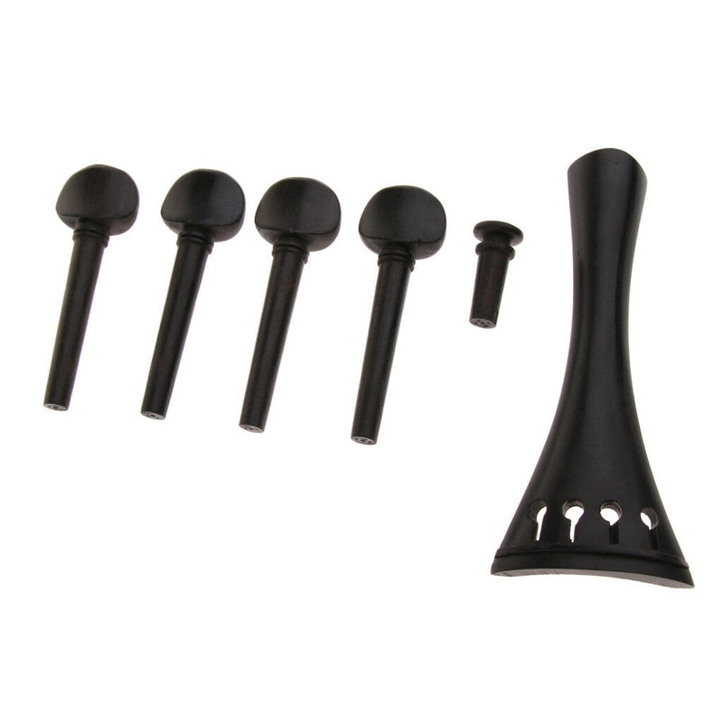 1 Set Wooden Violins DIY Chin Rest Tailpiece Endpin Tuning Keys Black