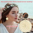 Retro Woven Circle Dangle Ear Stud Women Rattan Geometric Earrings Jewelry