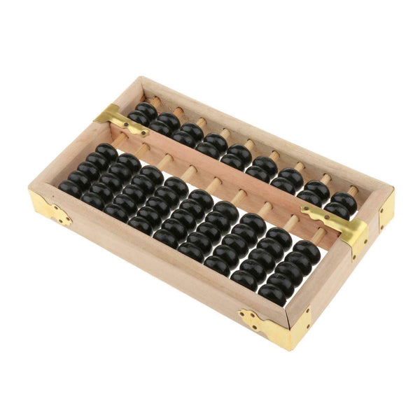 Portable 9 Column Wood Abacus Wooden Frame Japanese Student Calculator