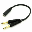 1pc 6.35mm 1/4 inch Stereo TRS Female to 2 Dual 6.35mm Mono TS Male Y Split