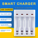 For AA/AAA Battery Smart 4-slot USB Recharge Charger Fast Charging Dock w/ Cable