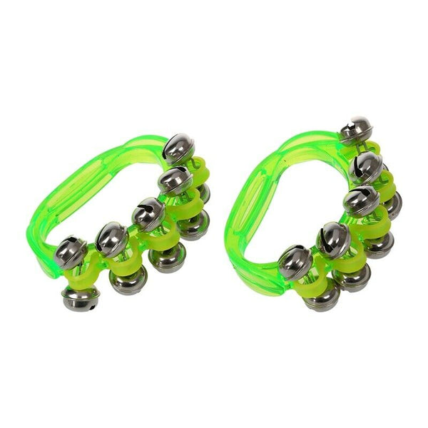 Lot of 2 tambourine Bell Jingle Bell green Percussion Music for child B3X6