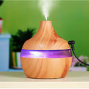 USB 300ml Humidifier Purifier Wood Grain LED Essential Oil Diffuser A
