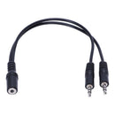 Black 3.5mm female to 2 of 3.5mm Male Audio Splitter Cable for speakers or