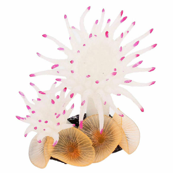 Aquarium Artificial Coral Decoration 8.9cm Tall White Fuchsia N3C8