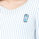 Clothing Bags Unisex Metal Lapel Pin Cartoon Trash Can Drip Brooch (Blue) A