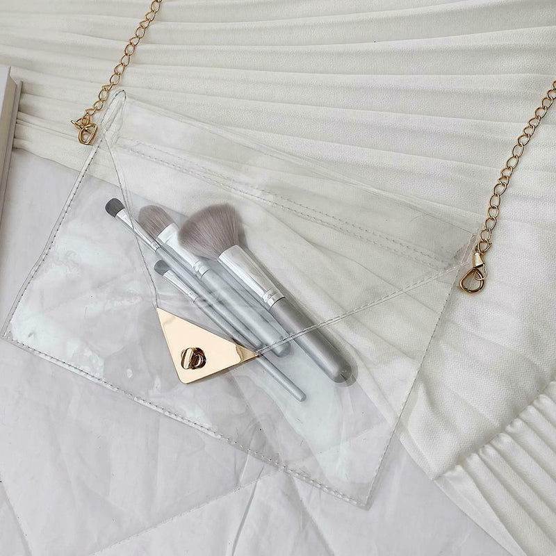 WomenTransparent PVC Envelope Messenger Bags Crossbody Clutch Totes (Clear)