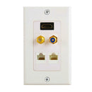 1080p Single Port 1-Port HDMI Wall Plate RCA F Audio Dual Ethernet RJ45 Jack