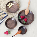 2Pcs Handmade Round Wooden Serving Tray Sushi Dishes Plate Wood Utensils