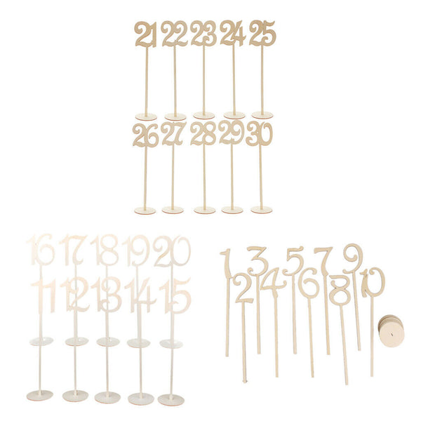 1-30 Wooden Table Numbers with Holder Base for Wedding Home Party Table