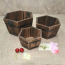 2PIECE Wooden Planter Whiskey Barrel Flower Hexagon Top Box for Garden Home S+M