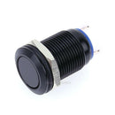 12mm Waterproof Flat Latching Push Button Black Momentary Power Switch Round Top