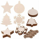 40 Pieces 4 Style Wood Slices with Round Wooden, Snowflake, Star, Christmas