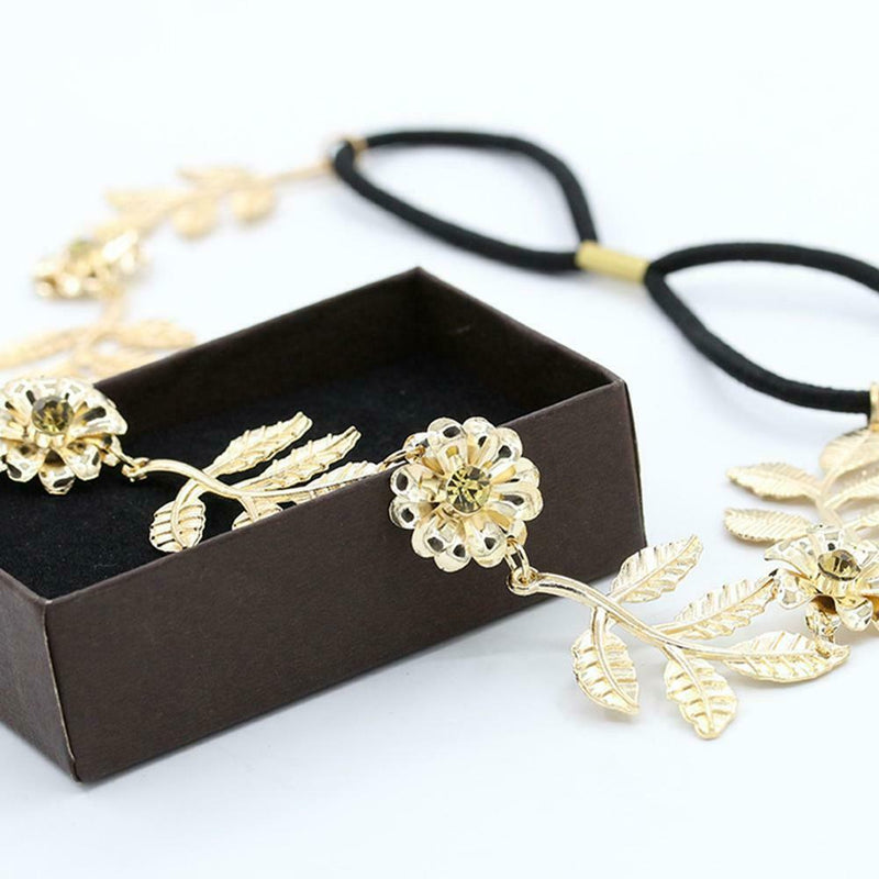 Korean Leaf Flower Headband Beauty Golden Alloy Hair Band Women Jewelry