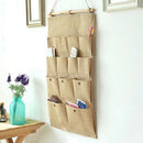 13 Pockets Hanging Organizer Linen Cotton Fabric Wall Door Closet Hanging S J6D8