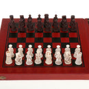 Handmade Wooden Chess Set Foldable Chess Game Board with Storage Slots, 32pc