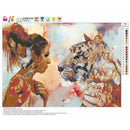 Women Tiger 5D DIY Round Diamond Paint Embroidery Needlework Cross Stitch