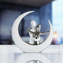 Creative Lovers On Moon Ceremic Sculpture Statue Living Room Bedroom Decor Party