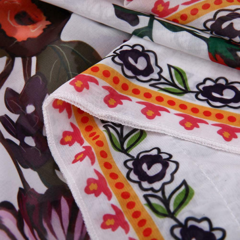 Women Chiffon Kimono Cardigan Floral Print Asymmetric Boho Loose Outerwear A