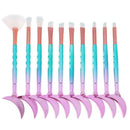 10pcs Mermaid Tail Cosmetic Brush Soft Nylon Hair Diamond Moon Brushes Set
