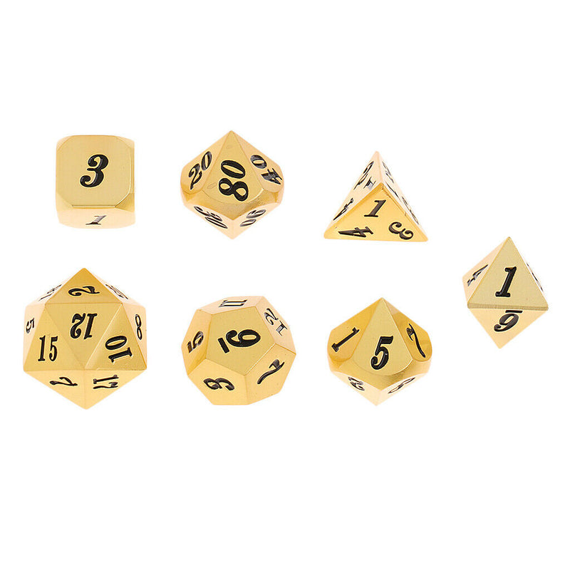 7 Pieces Metal Dice Set D6 D8 D10 D12 D20 for Board Games RPG MTG