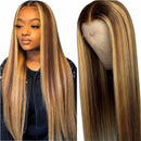 Fashion Ombre Brown Human Hair Wigs Brazilian Full Lace Remy Lace Front Wig