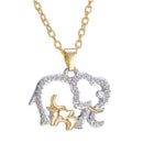 Creative Crystal Elephant Pendant Necklace Golden Chain Choker Mother's Day Gift