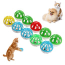 10pcs Plastic Hollow Out Round Pet Cat Colorful Ball Toys With Small Bell