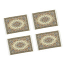 Pack 4 Handcrafted 1/12th Floral Patterned Rug Carpet, Turkish Style Rug