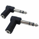 90 Degree 6.35mm 3 Pole Male to 3.5mm Female Stereo Headphone Audio Adapter