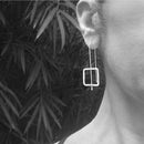 New Long Drop Geometric Square Earrings  Geometric Dangle Earrings Cos Style Hn