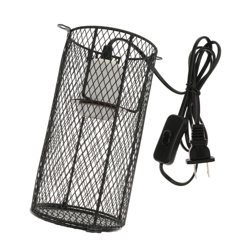 Reptile Heat Light Holder Iron Lampshade Pet Anti-Scald Lamp Shade US Plug